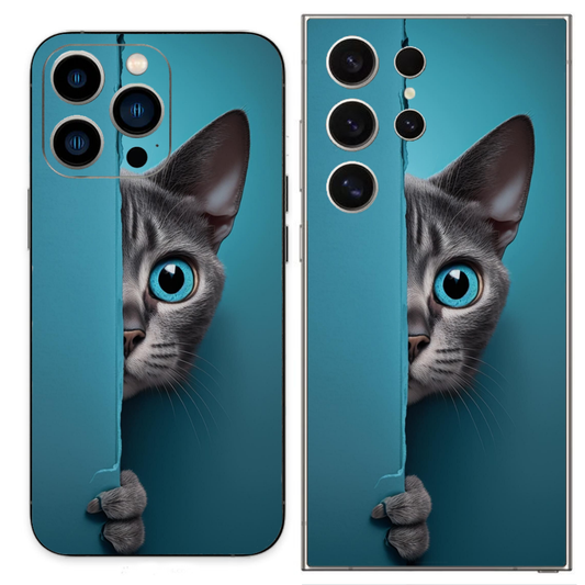 Cat peaking phone skin